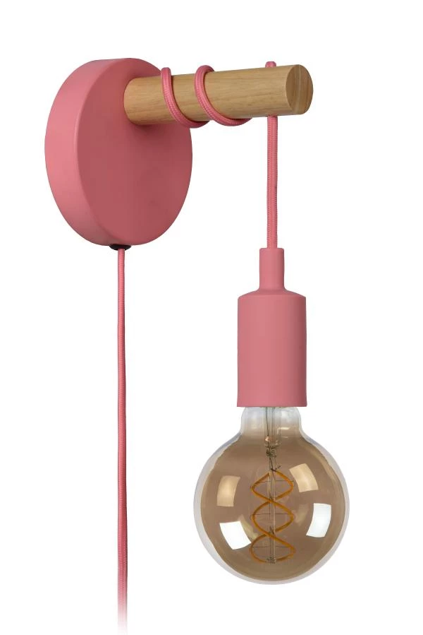 Lucide POLA - Wandlamp Kinderkamer - Ø 12 cm - 1xE27 - Roze - uitgezet